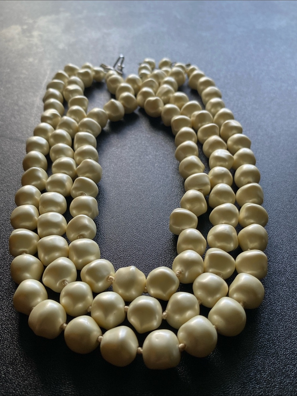 Marvella Vintage Triple-Strand Freshwater Pearl Necklace — Cream Pearls - Picture 3 of 8